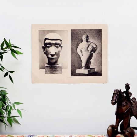 Black & White Paper Poster of Statue for Decor